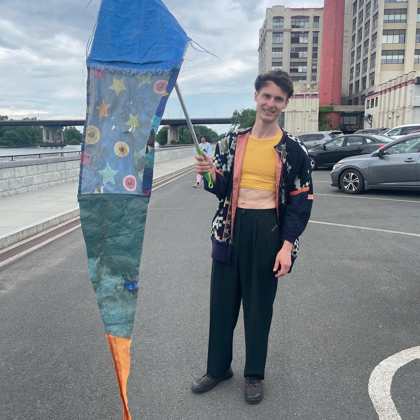 Angus McCullough Flag made entirely out of things he dug out of the ground in the woods